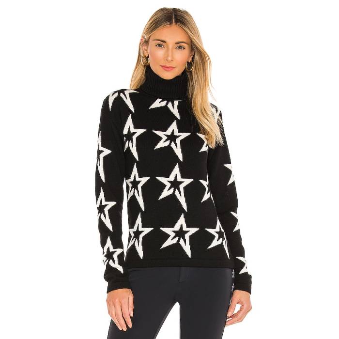 純然たる・ちょっとの間 Perfect Moment 【 Star Dust Sweater Women Black \u0026Amp; Snow White Star 】 調教師 レディース 黒いこと 黒いこと 白いこと 白いこと