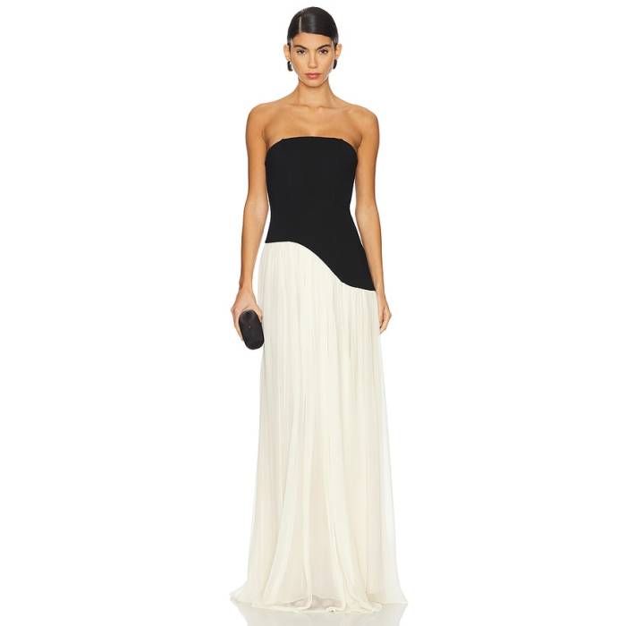 Lovers And Friends 【 Alice Strapless Gown Women Black \u0026Amp; Cream 】 レディース 黒いこと 黒いこと 皮膚軟化剤