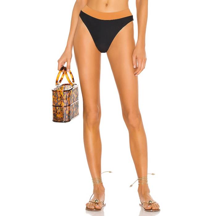 Camila Coelho 【 Santos Bottom Women Black \u0026Amp; Camel 】 ズボン ボトムス レディース 黒いこと 黒いこと camel 駱駝
