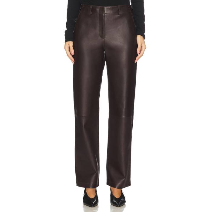 行動論理 Theory 【 Straight Classic Leather Pant Women Cacao 】 古典派音楽 なめし革 ズボン下 レディース