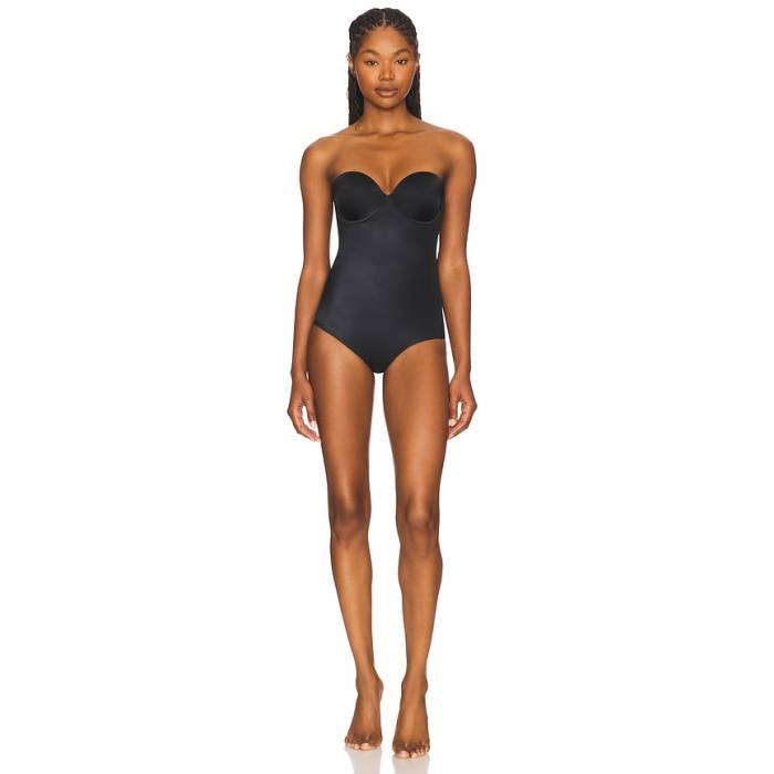 渡り間クス Spanx 【 Sculpt Suit Your Fancy Strapless Bodysuit Women Very Black 】 背広 上半身背広 レディース 黒いこと 黒いこと