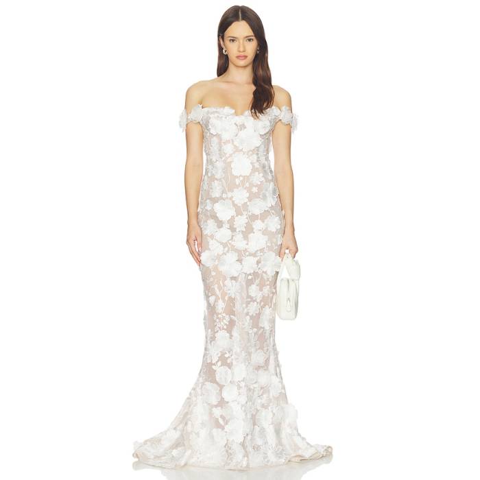 Bronx And Banco 【 Jasmine Floral Off The Shoulder Gown Women White 】 レディース 白いこと 白いこと