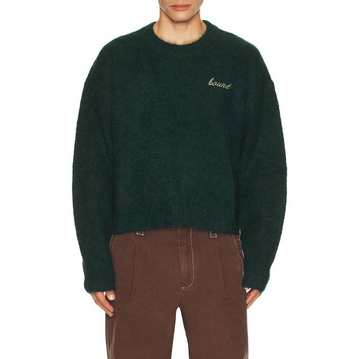 Bound 【 Dexter Cropped Alpaca Knit Sweater Men Forest Green 】 ニット トレーナー メンズ フォレスト green 緑・グリーン｜スニケス
