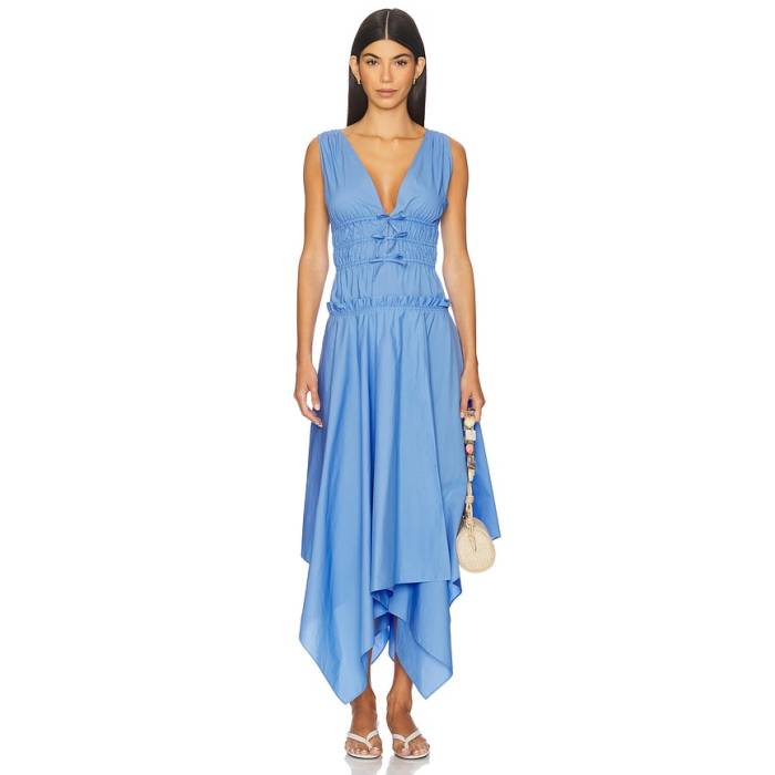Aknvas 【 Zelie Cotton Poplin Dress Women Cornflower Blue 】 ドレス レディース 青色 ブルー｜スニケス