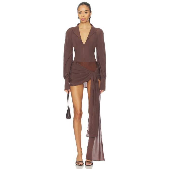 Kim Shui 【 X Revolve Jeannie Mini Dress Women Coffee Brown 】 お召しもの レディース 赤銅色 赤銅色