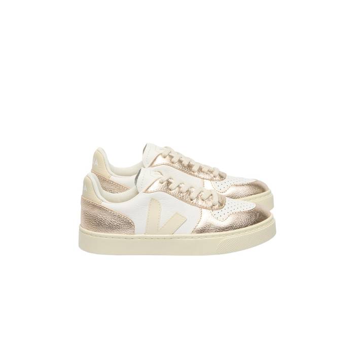 ヴェジャ Veja 【 Junior Small V-10 Laces Sneaker Girls White Calcaire Platine 】 靴 スニーカー お坊っちゃん キッズ 白いこと 白いこと
