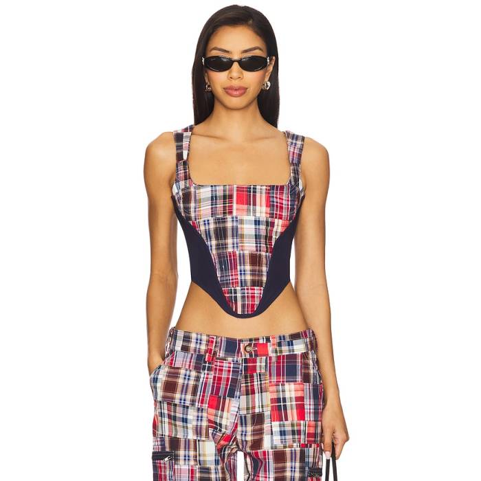 Guizio 【 Mina Patchwork Corset Women Blue Multi 】 レディース 青味 青み