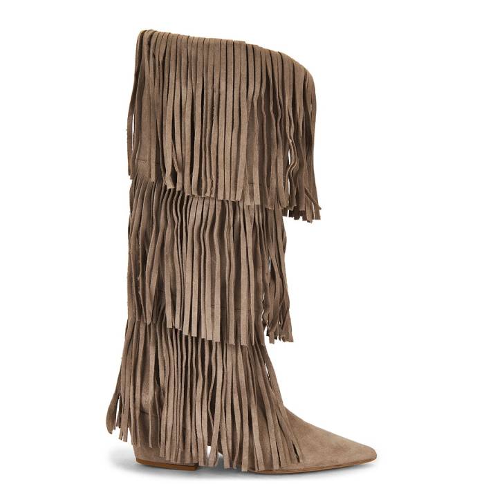 Aniye By 【 Cowboy Fringes Boot Women Taupe 】 ブーツ レディース