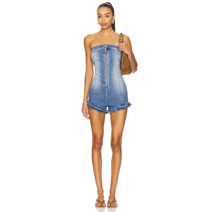 Abrand 【 Jenna Mini Jumpsuit Women Mid Vintage Blue 】 飛び降りる背広 レディース ミッド vintage ビンテージ・ヴィンテージ 青碧 青碧