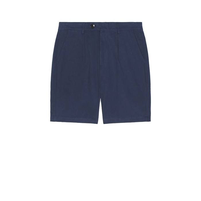 Bound 【 Pleat Smart Canvas Shorts Men Ocean Blue 】 さる股引き メンズ 青碧 青碧