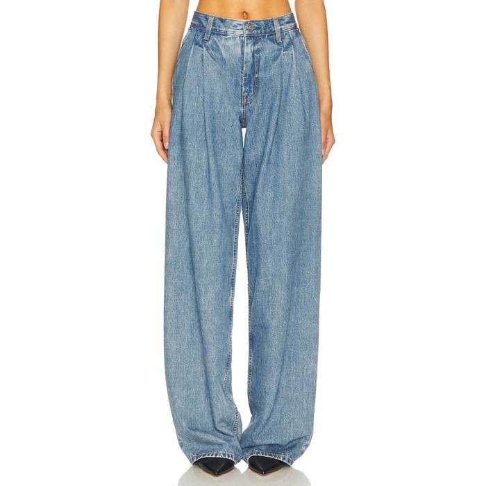 ヘルムートラング Helmut Lang 【 Double Pleated Wide Leg Jeans Women Archive Blue 】 ジーンズ レディース 青色 ブルー｜スニケス