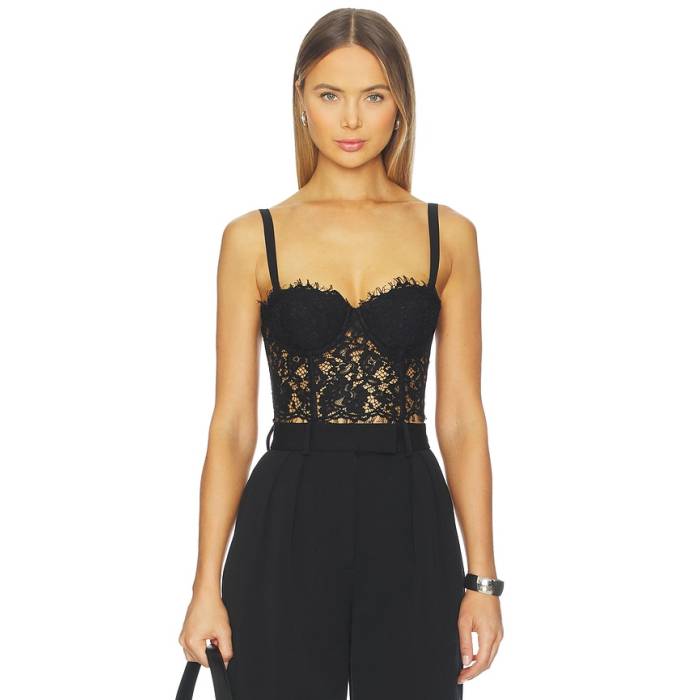 L\u0027agence 【 Raquel Lace Bustier Women Black 】 レディース 黒いこと 黒いこと