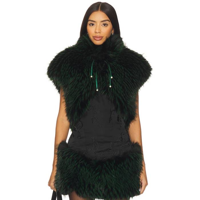 Kim Shui 【 Lina Faux Fur Green Vest Top Women Green 】 green 緑・緑であること より良い レディース green 緑・緑であること