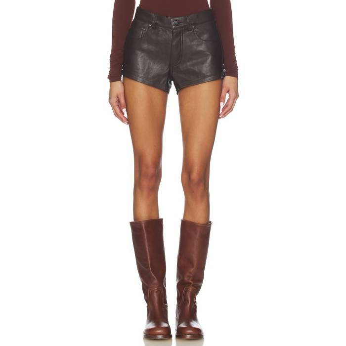 Eb Denim 【 Portman Low Rise Short Women Chocolate Leather 】 ライズ レディース なめし革