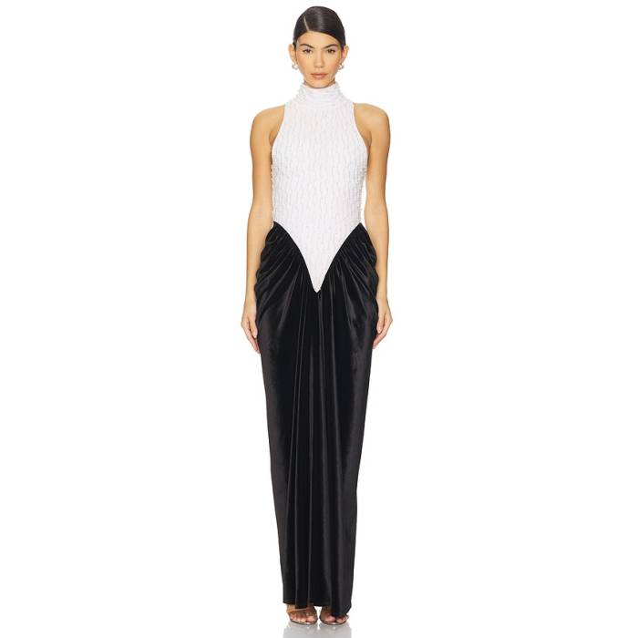 Delfi 【 Hepburn Maxi Dress Women Black \u0026Amp; Ivory 】 御召しもの レディース 黒いこと 黒いこと 象牙色