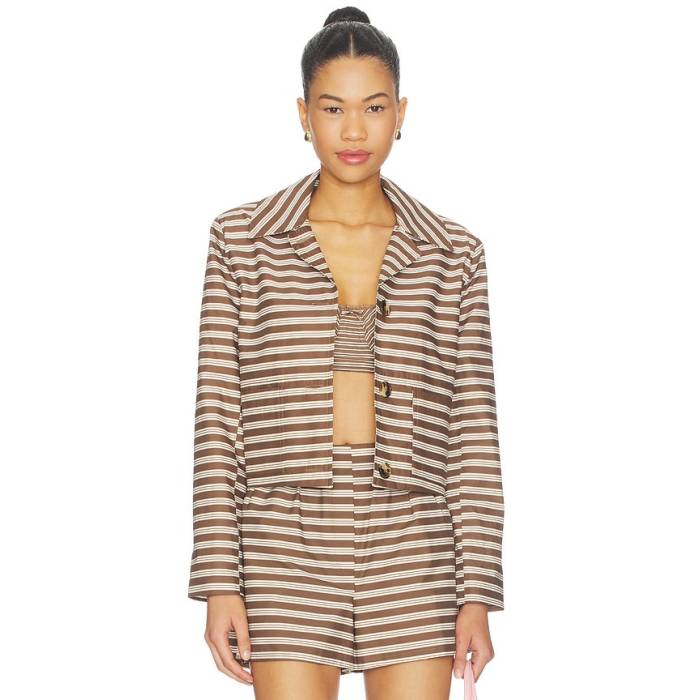 Milkwhite 【 Jacket Women Brown Stripes 】 Jacket ジャケット レディース 茶色 ブラウン｜スニケス