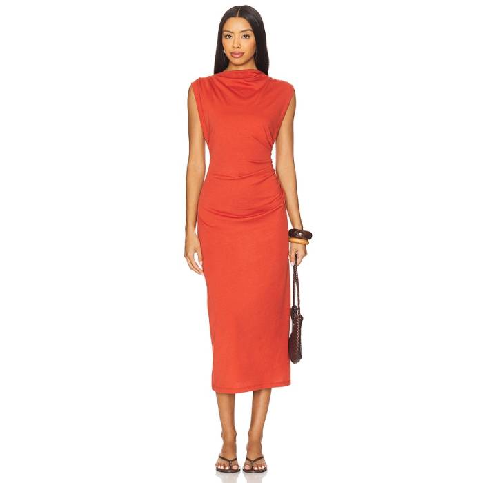 ヴィンス Vince 【 Cowl Neck Muscle Tee Dress Women Brick Rose 】 プルオーバー お召しもの レディース Rose サクラ色