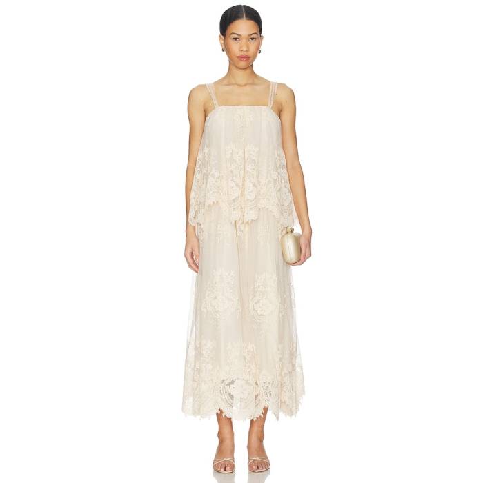 ジマーマン Zimmermann 【 Luna Tiered Lace Slip Women Cream 】 レディース 皮膚軟化剤