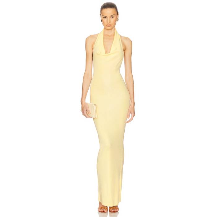 Helsa 【 Aaliyah Maxi Knit Dress Women Butter Yellow 】 編み物 お召しもの レディース yellow 黄味がかった・黄色