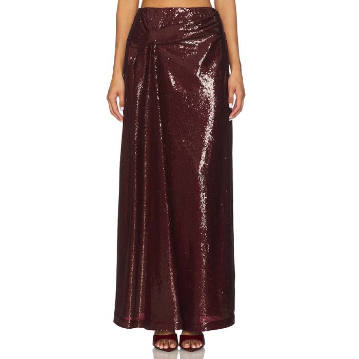 Kate Barton 【 Sequin Maxi Skirt Women Burgundy 】 レディース ワイン色・バーガンディー｜スニケス