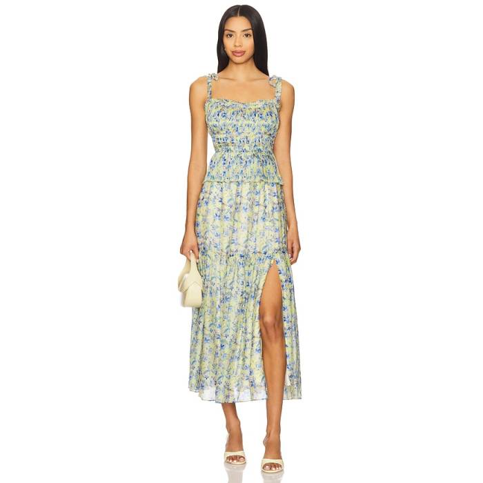 Astr The Label 【 Ethelind Dress Women Blue Yellow Floral 】 お召しもの レディース 青味 青色 yellow 黄味がかった・黄み ドレス-レディースファッション
