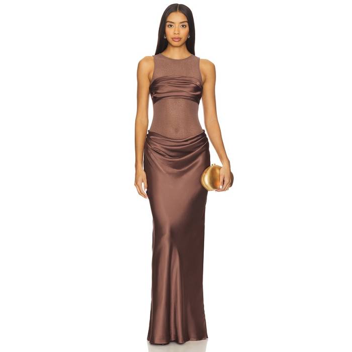 Nbd 【 Fiza Maxi Dress Women Brown 】 御召しもの レディース 赤銅色 赤銅色
