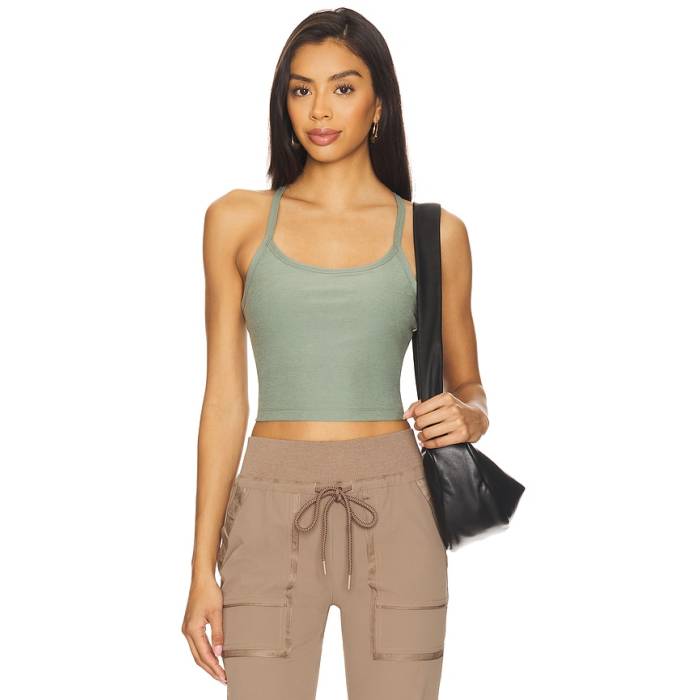 ビヨンドヨガ Beyond Yoga 【 Space Dye Slim Racerback Cropped Tank Top Women Grey Sage Heather 】 slim か細い 貯蔵タンクいの一番 レディース 薄墨色 薄墨色 heather ギョリュウモドキ