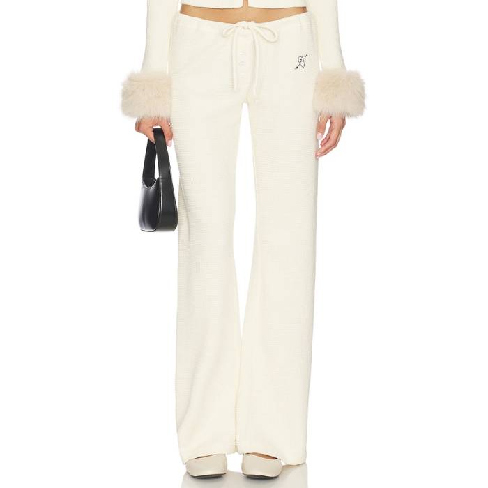 Juliet Johnstone 【 Waffle Knit Lounge Pant Women Cream 】 ワーヘル 編み物 ズボン下 レディース 皮膚軟化剤