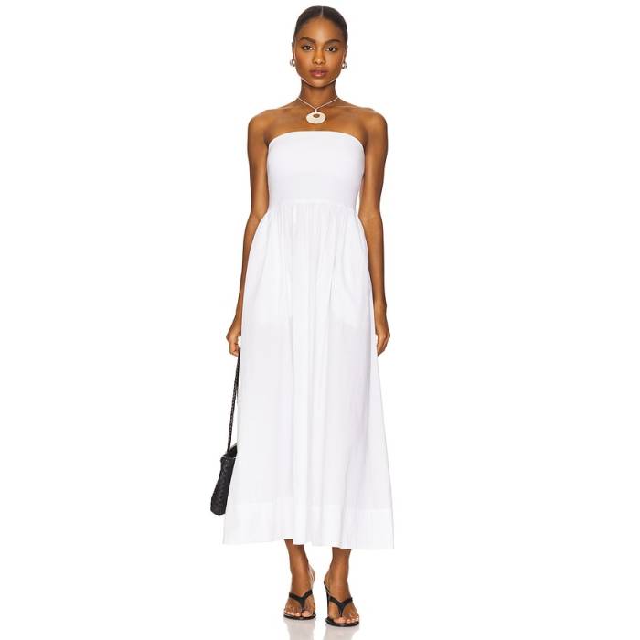 Enza Costa 【 Cotton Resort Strapless Dress Women White 】 ドレス レディース 白色 ホワイト｜スニケス