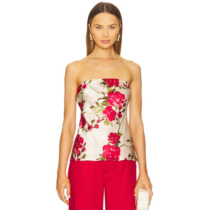 Cami Nyc 【 Prima Strapless Camisole Top Women Campari Watercolor 】 レディース｜スニケス
