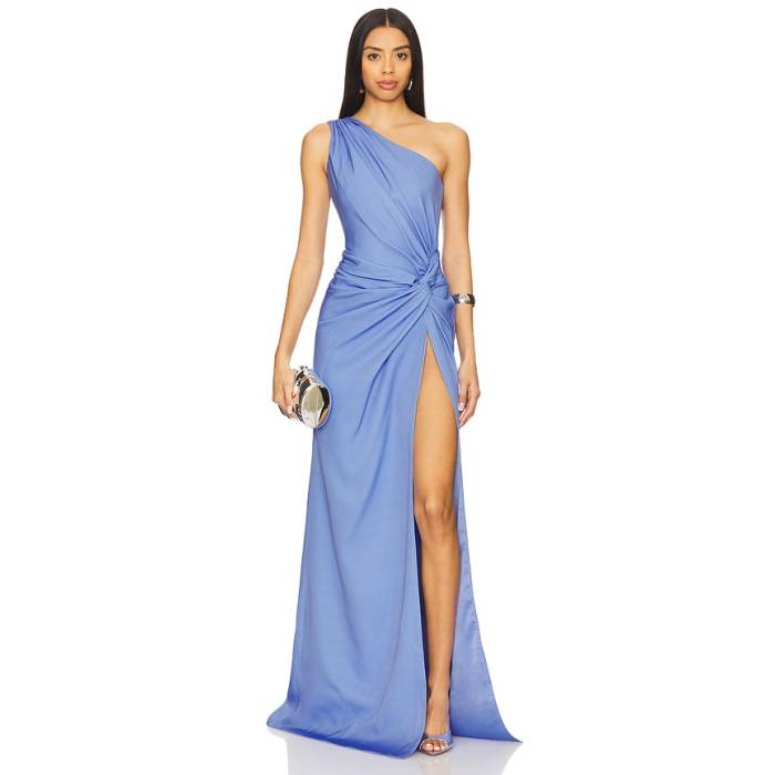 Sau Lee 【 Helene Crepe Dress Women Blue Lavender 】 縮緬 御召しもの レディース 青碧 青碧