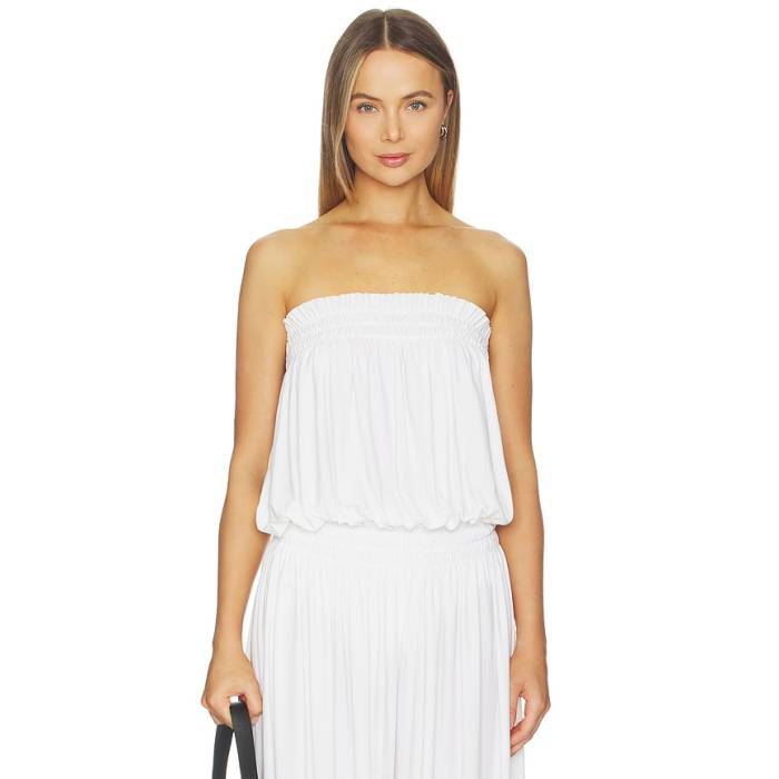 Norma Kamali 【 Strapless Peasant Bodysuit Women Snow White 】 上半身背広 レディース 白いこと 白いこと