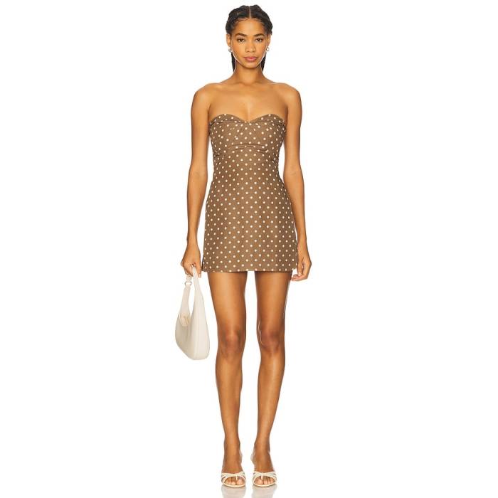 アマンダアプリチャード Amanda Uprichard 【 X Revolve Soho Skort Romper Women Chocolate Brown Polka Dot 】 ロンパース レディース 赤銅色 赤銅色