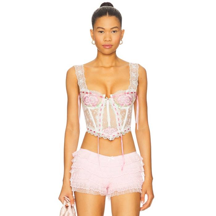 For Love \u0026 Lemons 【 Rose Milk Eyelet Bustier Women Pink 】 Rose さくら色 レディース pink さくら色