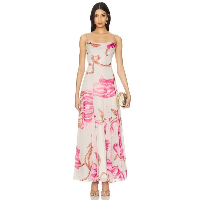 Rococo Sand 【 Maxi Dress Women White \u0026Amp; Pink 】 マキシ御召しもの レディース 白いこと 白いこと pink さくら色