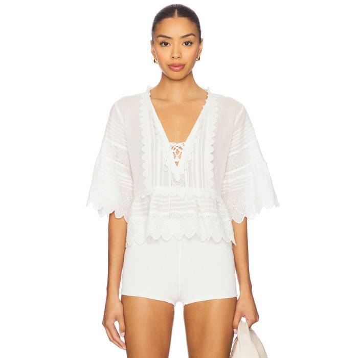 Loveshackfancy 【 Lucce Top Women Optic White 】 レディース 白いこと 白いこと