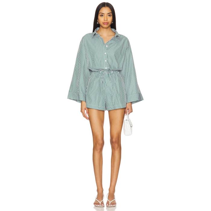 フェイスフルザブランド Faithfull The Brand 【 Freja Playsuit Women Green Stripe 】 レディースファッション その他 レディース green 緑・グリーン Stripe ストライプ
