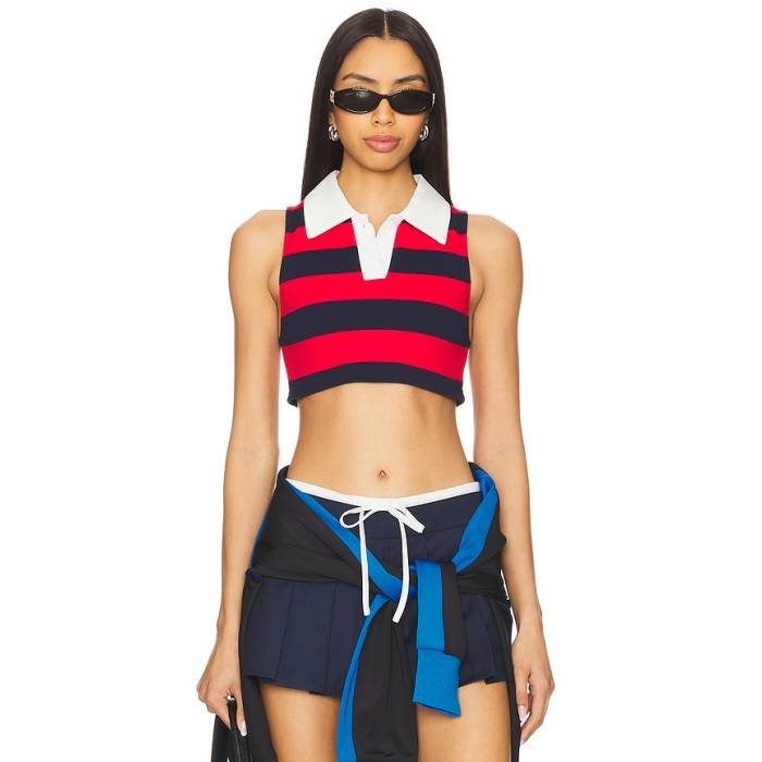 Superdown 【 Koko Crop Top Women Red &Amp; Navy 】 Crop クロップ レディース Red 赤・レッド 紺色 ネイビー|スニケス