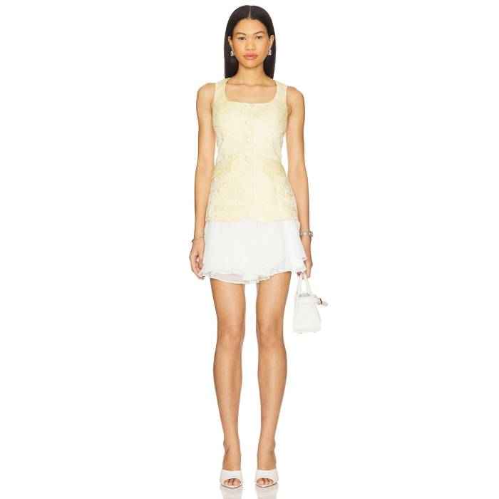 アマンダアプリチャード Amanda Uprichard 【 Lilibet Dress Women White & Cornsilk 】 ドレス レディースファッション ドレス レディース 白色 ホワイト