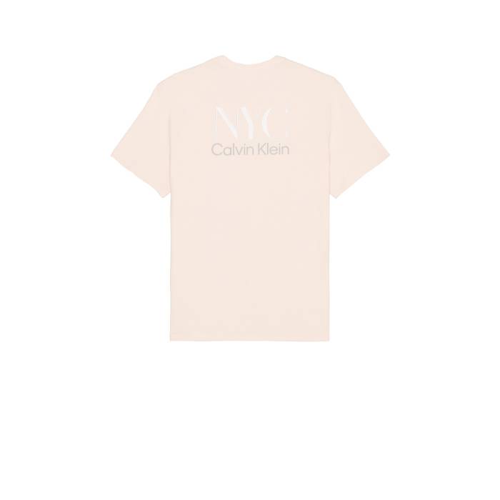 カルバンクライン Calvin Klein 【 Embroidered Nyc Back Crewneck Tee Men Silver Peony 】 ティーシャツ メンズ Silver しろがね色・しろがね色