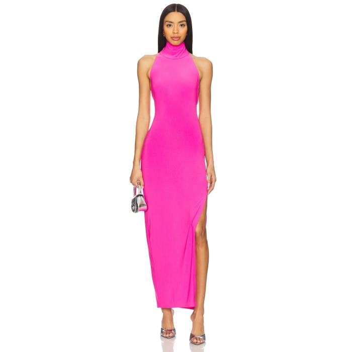 Norma Kamali 【 X Revolve Halter Turtleneck Side Slit Gown Women Orchid Pink 】 レディース pink さくら色 ドレス-レディースファッション