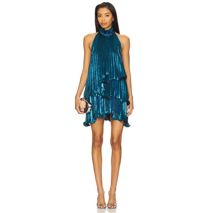 ヤウラ Yaura 【 Ireti Dress Women Metallic Blue 】 お召しもの レディース 青み 青色
