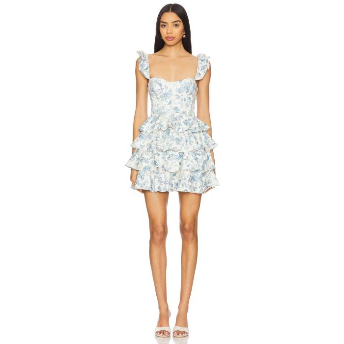 Majorelle 【 Carmella Mini Dress Women Baby Blue Toile 】 ドレス レディースファッション ドレス レディース 青色 ブルー