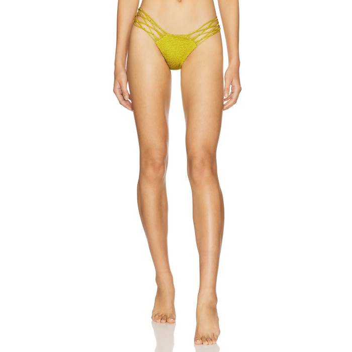 Indah 【 Santos Skimpy Solid Macrame Sides Smocked Bikini Bottom Women Shimmer 】 ソリッド ズボン ボトムス レディースファッション 水着 レディース