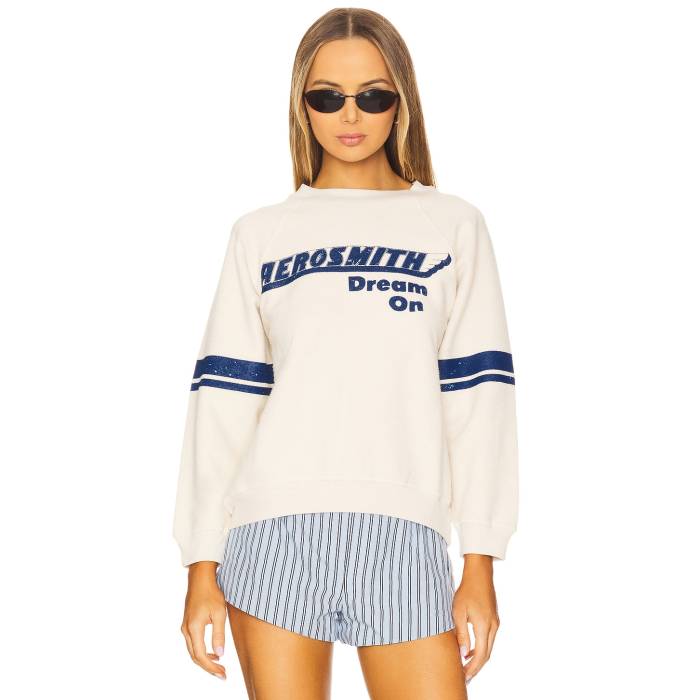 Daydreamer 【 Aerosmith Dream On Reverse Raglan Crew Women Dirty White 】 意気ごみ 意趣晴らし Raglan ラグラン 労働者の一団 レディース 白いこと 白いこと