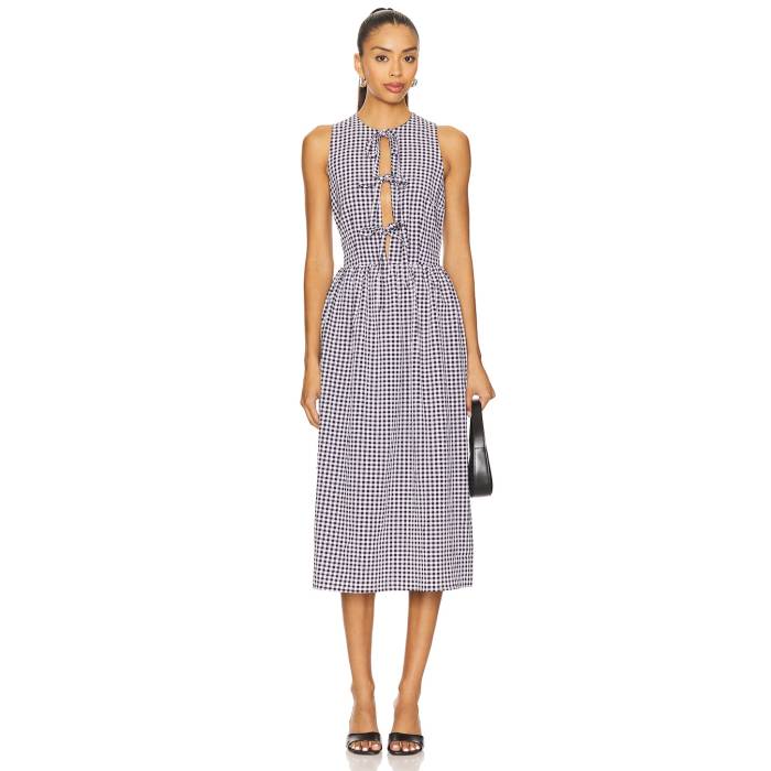 More To Come 【 Candace Midi Dress Women Black Gingham 】 お召しもの レディース 黒いこと 黒いこと