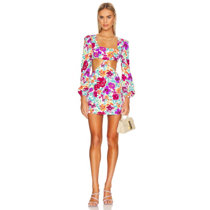 More To Come 【 Sonya Cut Out Dress Women Purple Floral 】 御召しもの レディース Purple 紫・パープル