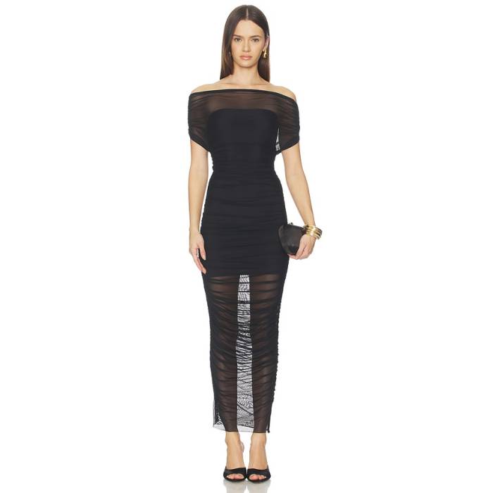 Seroya 【 Noel Mesh Midi Dress Women Black 】 御召しもの レディース 黒いこと 黒いこと