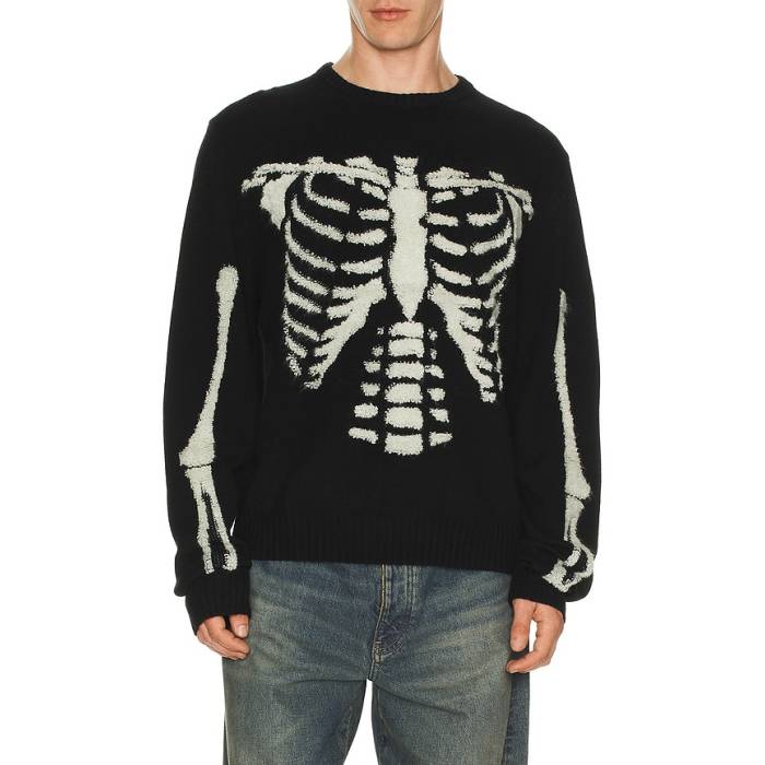 Market 【 Skelly Sweater Men Black \u0026Amp; White 】 調教師 メンズ 黒いこと 黒いこと 白いこと 白いこと