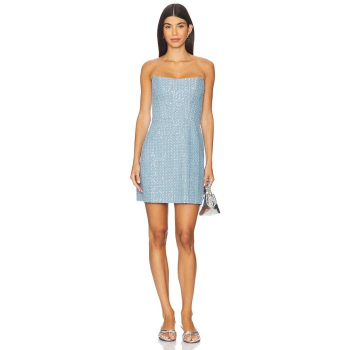 スサナモナコ Susana Monaco 【 Sequin Denim Corset Dress Women Light Wash 】 ジーンズ お召しもの レディース